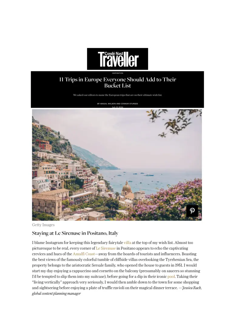 2024 07 15 Cntraveler.Com Le Sirenuse