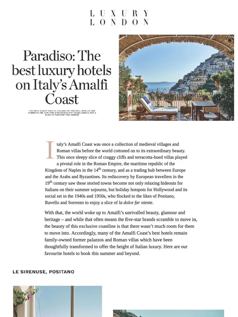 2025 01 16 Luxurylondon.Co.Uk Le Sirenuse Page 1